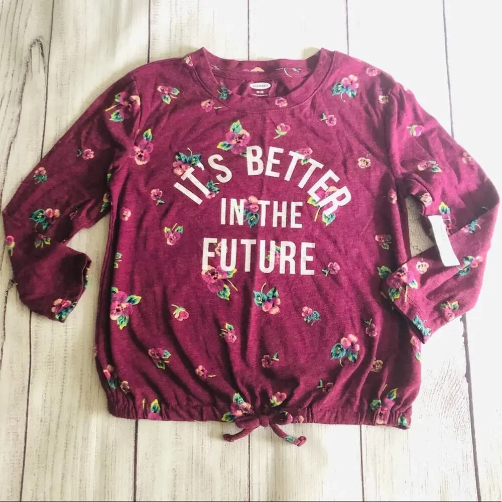 Old Navy Girl’s Maroon Floral Blouse Sz XS (5)